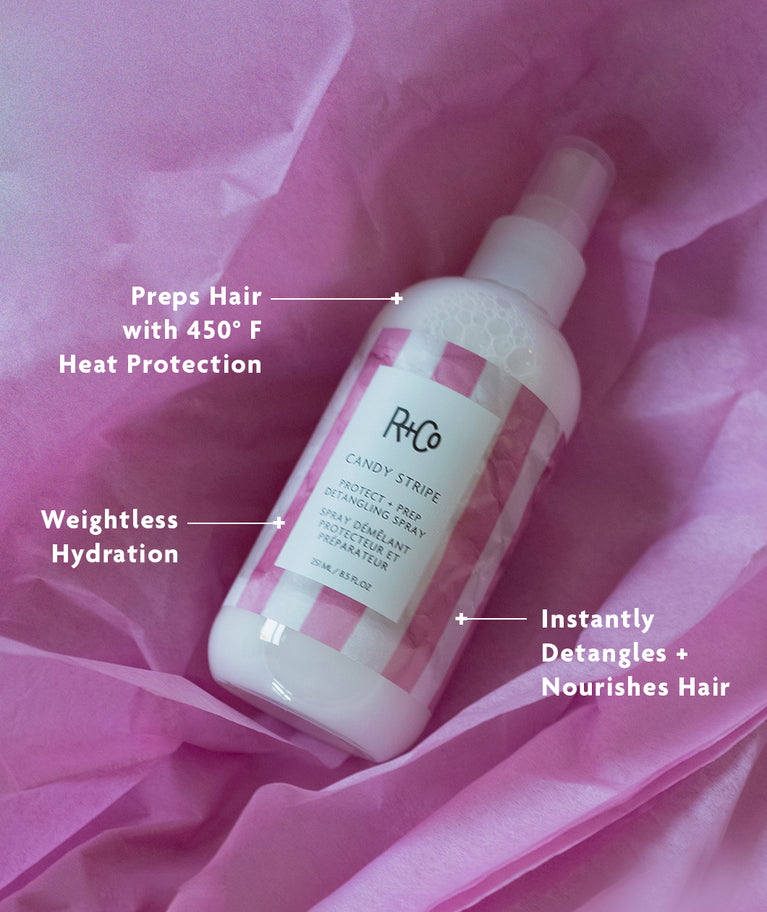 R+CO CANDY STRIPE Protect + Prep Detangling Spray